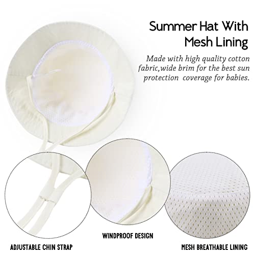 JANGANNSA Cotton Baby Sun Hat Infant Toddler Boys Girls Bucket Hats Summer Sun Protection Kids Beach Caps - color: Beige+green, size: 1-2T