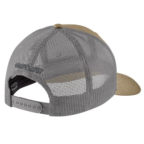 Carhartt Men's Rugged Flex Twill Mesh-Back Logo Patch Cap - color: Dark Khaki