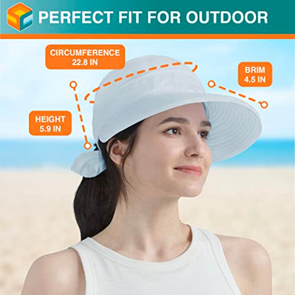 SUN CUBE Womens Sun Hat UV Protection Wide Brim Zip-Off Golf Visor - color: Light Blue