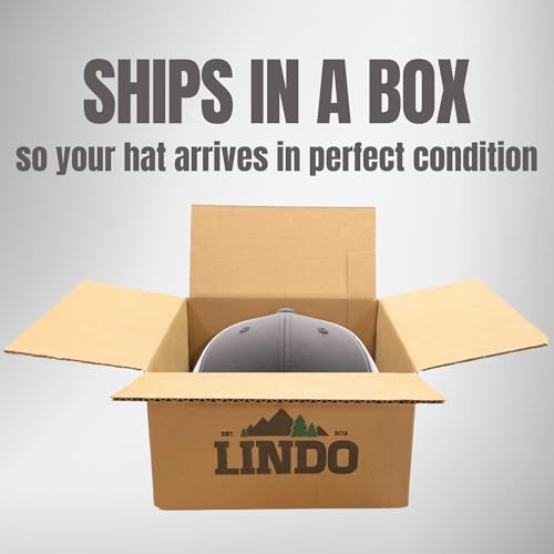 LINDO Trucker Hat [ Great Outdoors Design ] for Men and Women: Mid Profile Cap with Breathable Mesh Back and Adjustable Snap - color: Gray/White