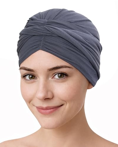 CAPLORD Head Cover for Women – Pre-Tied Turban Wrap | Chemo Headwear for Cancer, Hair Loss & Alopecia | Skull Cap Beanie Hat - color: Charcoal