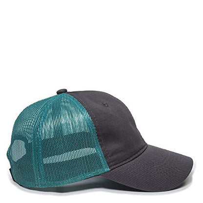 Outdoor Cap Garment Washed Meshback Cap - color: Charcoal/Aqua