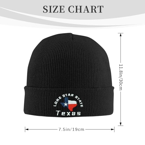 Black Beanie Hat for Men Women Embroidered Knit Winter Beanies Cap - color: Texas