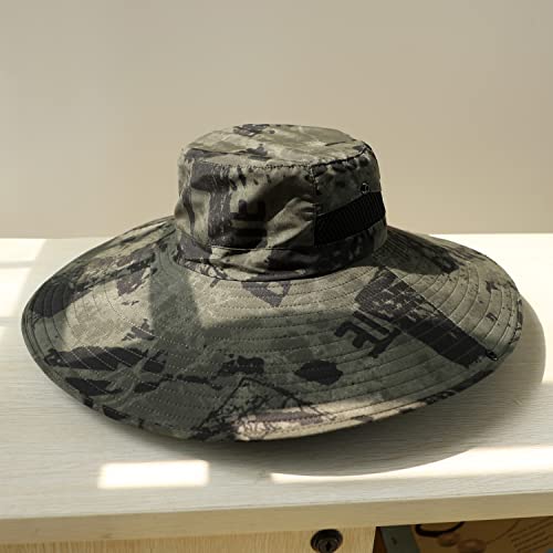 HUAMULAN Men Women 6" Wide Brim Sun Protection Hat Summer Fishing Hats - color: Hn005-junlv-smo