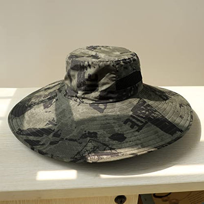 HUAMULAN Men Women 6" Wide Brim Sun Protection Hat Summer Fishing Hats - color: Hn005-junlv-smo