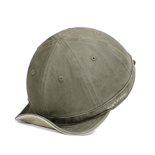 CLAPE Short Brim Baseball Cap for Men, Cotton Adjustable Travel Hat - color: Clsb06-washed Green