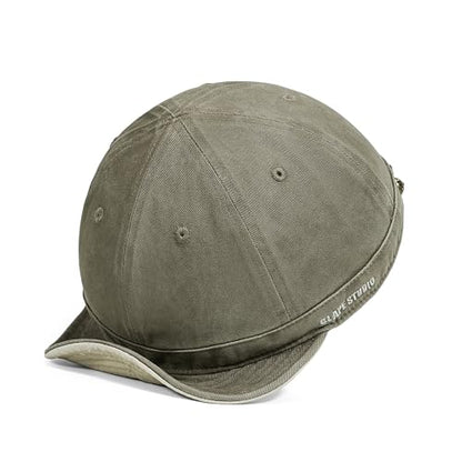 CLAPE Short Brim Baseball Cap for Men, Cotton Adjustable Travel Hat - color: Clsb06-washed Green