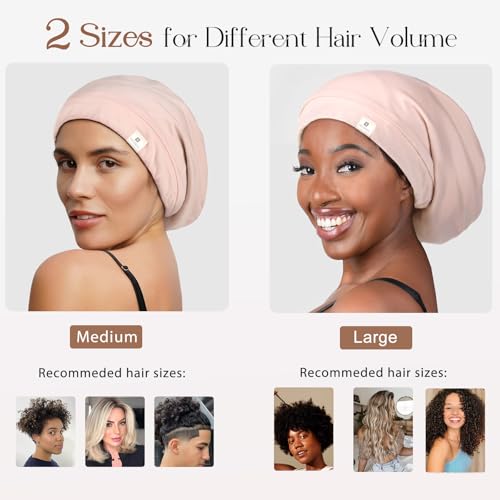 YANIBEST Slouchy Beanie Hat Satin Lined Sleep Cap Chemo Headwear Caps Pink - color: Pink, size: Medium