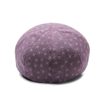 Women's Lady's Cotton Beret Cap Newsboy Cap Drawing Beret Hat Bakerboy Cabbie Cap with Bowknot Decor - color: Purple