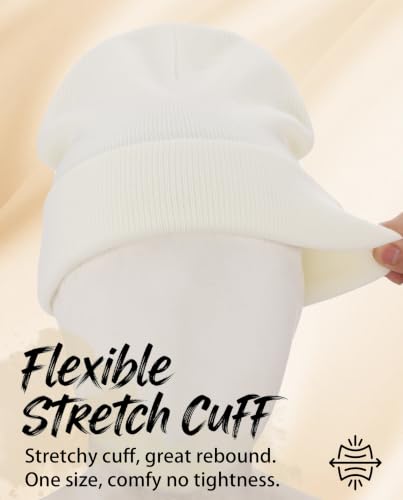 Connectyle Men's Cuffed Beanie Hat Double Layer Knit Winter Watch Cap - color: Beige