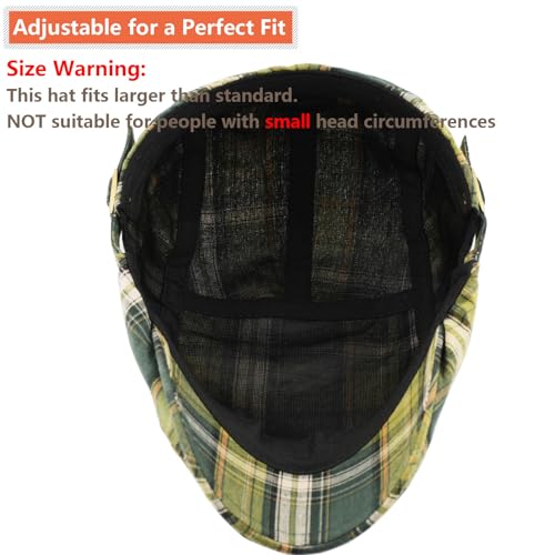 Women's Berets: Black Houndstooth Red Beret Hats for Women Fall Winter Fashion Outfit - color: Advance-plaid-green