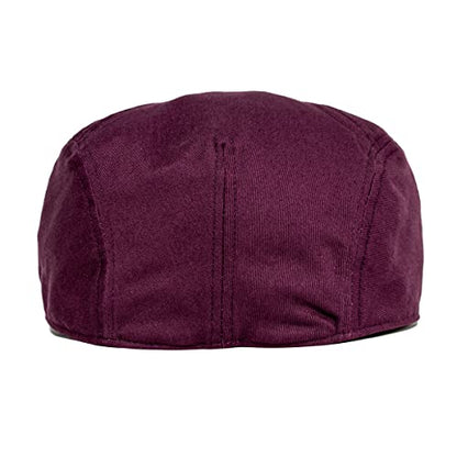 BOTVELA Men Cotton Twill Newsboy Flat Hat Fitted Cap - color: Burgundy, size: 7 1/8
