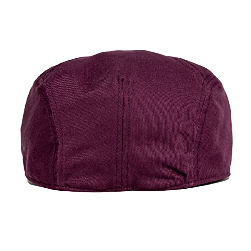 BOTVELA Men Cotton Twill Newsboy Flat Hat Fitted Cap - color: Burgundy, size: 7 1/8