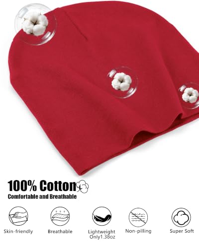 vidsel 100% Cotton Slouchy Beanie for Women Men, Thin Beanies Winter Hat - color: Red