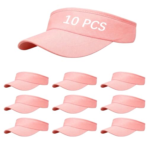 Adjustable Sport Sun Visor Hats Bulk Solid Color Blank Golf Cap Anti Ultraviolet for Beach Tennis Baseball - color: Pink
