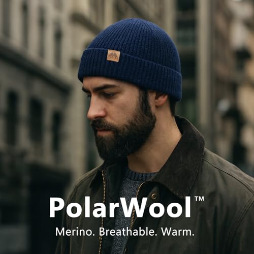 TOP-EX 100% Australian Merino Wool Fisherman Beanie, Short Cuffed Knit - color: Metro Navy, size: X-Large-XX-Large