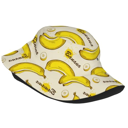Bucket Hat for Men Women Funny Hat Unisex Foldable Summer Travel Beach Hat - color: Banana Bucket Hats02