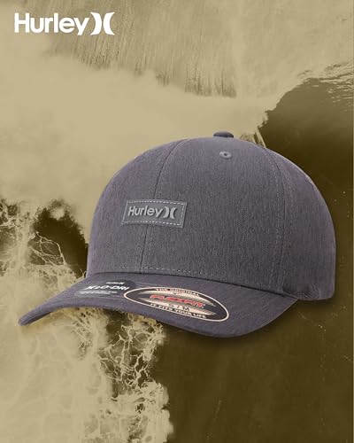 Hurley Mens Baseball Cap - Lightweight H2O-DRI Breathable Moisture Wicking Curved Brim Fitted Hats for Men - color: Black, size: Small-Medium