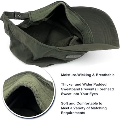 Loneshark Water Resistant Military Hat Quick Dry Cadet Cap Army Flat Top - color: Rectangle-logo-green