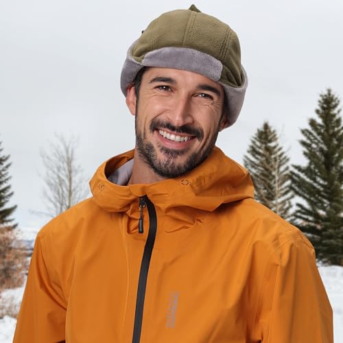 Connectyle Men's Fleece Thermal Skull Cap Warm Winter Hat with Ear Flaps Trapper Hat Outdoor Cold Weather Hat - color: Army Green