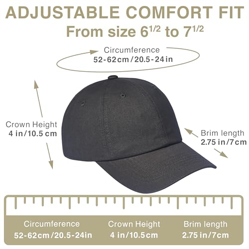 E BY ELIDAN Classic Dad Hat Cotton, Low-Profile Plain Baseball Cap, Adjustable, Breathable and Packable - color: Charcoal