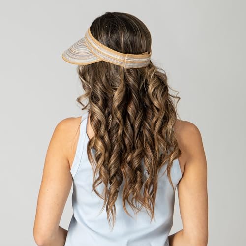 San Diego Hat Company Women's Mixed Braid Brim Visor with Velcro, Sun Hats for Women - color: Tan