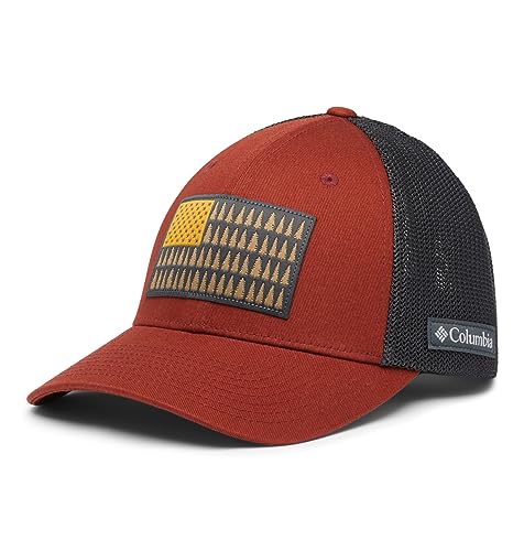 Columbia Unisex PFG Fish Flag Mesh Ball Cap - color: Warp Red/Shark, size: Large-X-Large