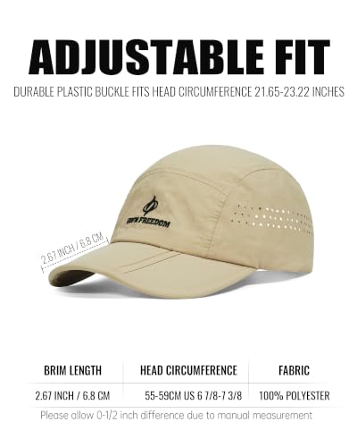 Clakllie Quick Dry 5 Panel Cap for Men Summer Folding Outdoor Hat Breathable Baseball Cap Unstructured Running Hiking Hats - color: Bs26zd01-khaki
