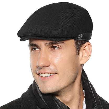 Sumolux Mens Newsboy Hat Flat Cap Gatsby Lvy Irish Hats Driving Cabbie - color: C Black