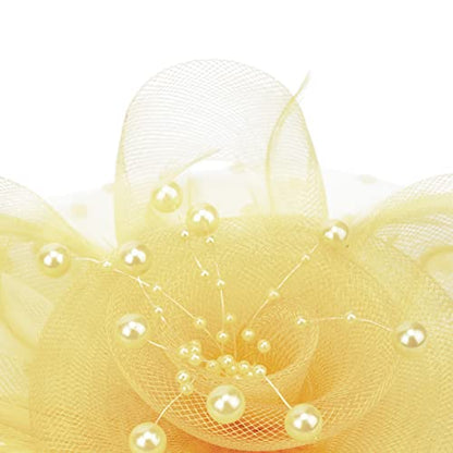 AQOKKA Women Fascinators Hats Flower Fascinators with Headband and Clip Tea Party Headwear for Women and Girls - color: 1 Pc 7" Diameter / Ginger