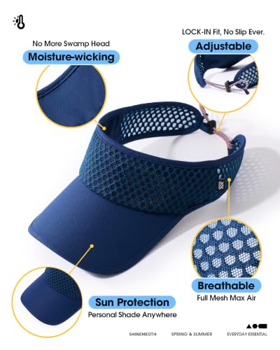 SUNMECI Mesh Breathable Sports Visor - Men Women Adjustable Lightweight Quick Dry Sun Hat for Tennis, Golf, Running - color: Royal Blue