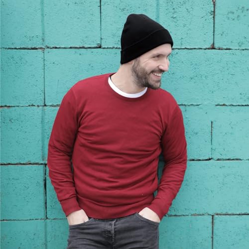 Rosoz Beanie for Men Women Cuffed Knit Hat Winter Beanies Skull Cap Unisex - color: Black
