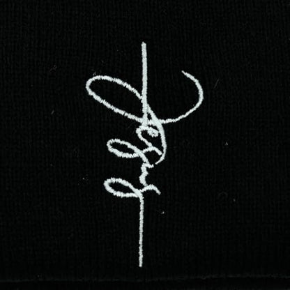 Black Beanie Hat for Men Women Embroidered Knit Winter Beanies Cap - color: Christian