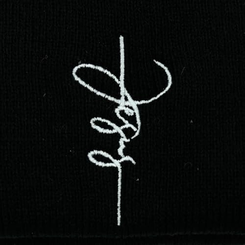 Black Beanie Hat for Men Women Embroidered Knit Winter Beanies Cap - color: Christian