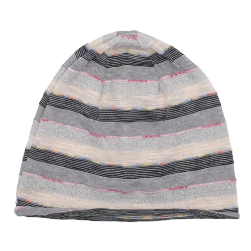 ZLYC Cotton Thin Slouchy Beanie Hat for Men Women Stretch Skull Cap - color: Stripes Gray, size: One Size
