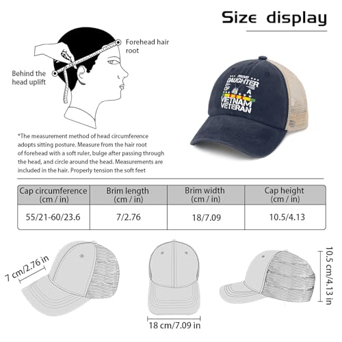 Proud Daughter of A Vietnam Veteran Hat Veteran Day for Women Baseball Cap Fashion Washed Hiking Hat Cotton - color: Purplish Blue01