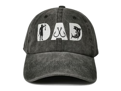Hepandy Embroidered Baseball Caps for Grandpa Grandma Mom Dad Papa Nana - color: Fishing Dad (Washed Black)