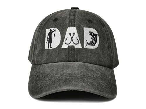 Hepandy Embroidered Baseball Caps for Grandpa Grandma Mom Dad Papa Nana - color: Fishing Dad (Washed Black)