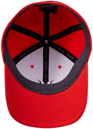 Hurley Mens Baseball Cap Curved Brim Moisture Wicking Flexfit Fitted Hats - color: Chile Red, size: Small-Medium