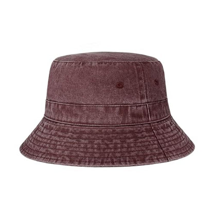 Hot Summer Bucket Hat - Trendy Cotton Sun Hat for Beach, Golf, Fishing - color: Berry