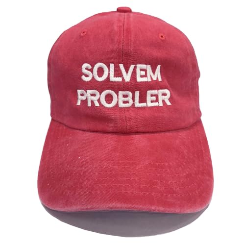 Altru Apparel Embroidered Cap & Hat | SOLVEM PROBLER Hats | Vintage Caps for Mens & Women | Black Sweatband Fitted Hat | - color: Coral