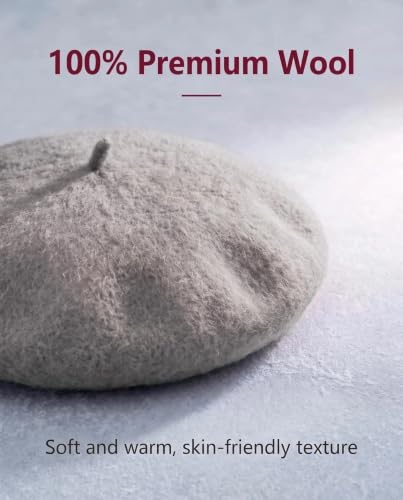 French Beret Hats for Women Men - Classic Wool Beanie Winter Cap - color: Grey