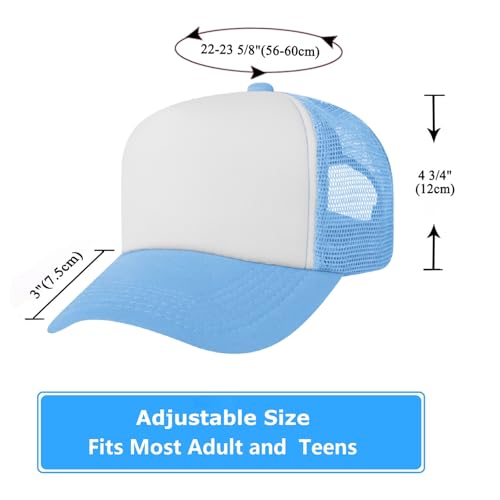 TOPTIE 5 Panel Foam Front Trucker Hat High Crown Mesh Back Snapback Cap - color: Red