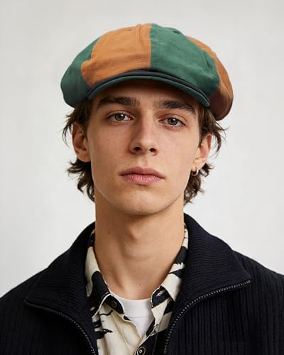 Croogo 8 Panel Newsboy Cap for Men Women, Cotton Flat Cap Vintage Style - color: Wbl1-greenkhaki