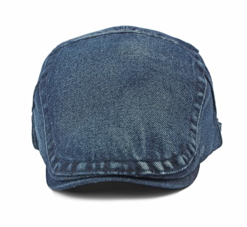 Cotton Newsboy Cap,Breathable Ivy Gatsby Cabbie Beret Hat for Men's Women Driving Hunting Golf - color: Denim Navy