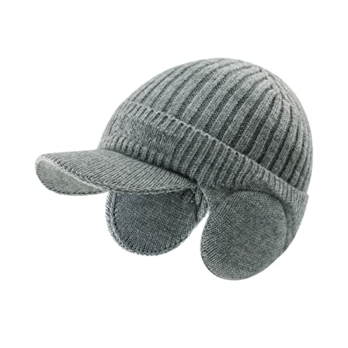 BAVST Hat for Men Knitted Beanie Women Winter Hats Men’s Stretchy Caps Outdoor Beanies Fleece Lined Ear Warmer - color: C-light Grey