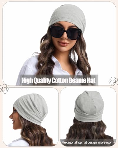 100% Cotton Summer Beanie for Men Women, Thin Soft Slouchy Beanies - color: 1pcs-light Gray, size: Large
