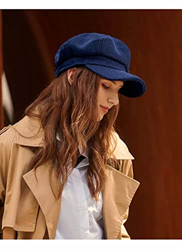 Newsboy Caps for Women Classic Beret Hats Autumn Winter Cap - color: Navy Blue