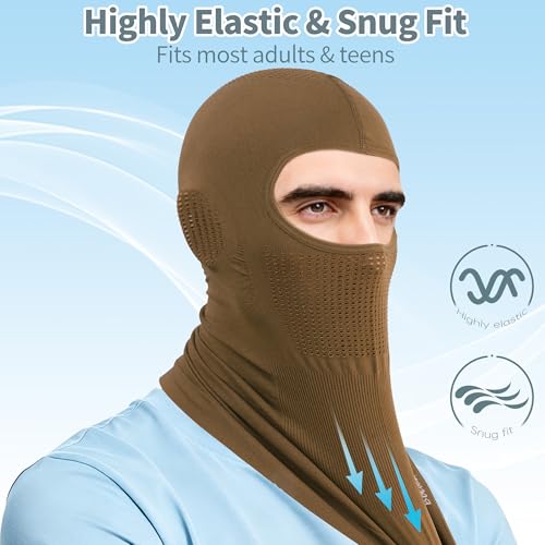 2 Pack Breathable Balaclava Ski Mask, Motorcy Helmet Liner Men Women - color: Grey+Khaki
