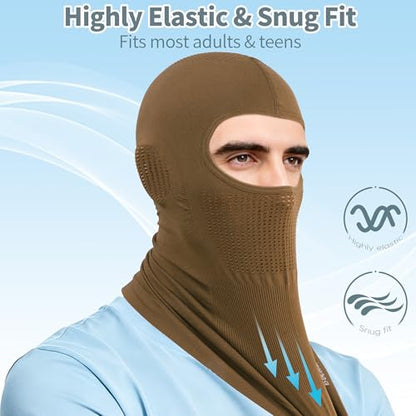 2 Pack Breathable Balaclava Ski Mask, Motorcy Helmet Liner Men Women - color: Grey+Khaki